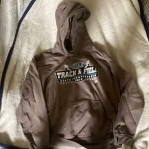 Gildan Brown Hoodie with Track & Field Design